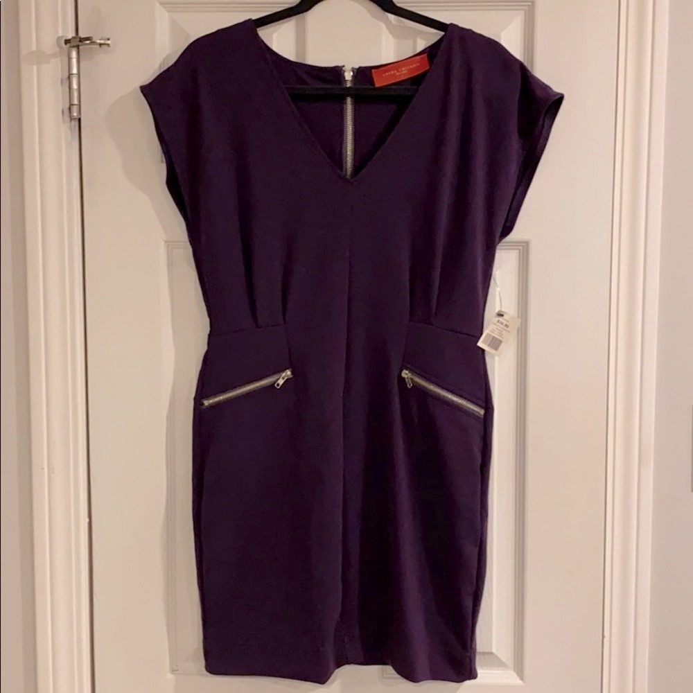 NWT Akira Red Label purple v-neck dress size L